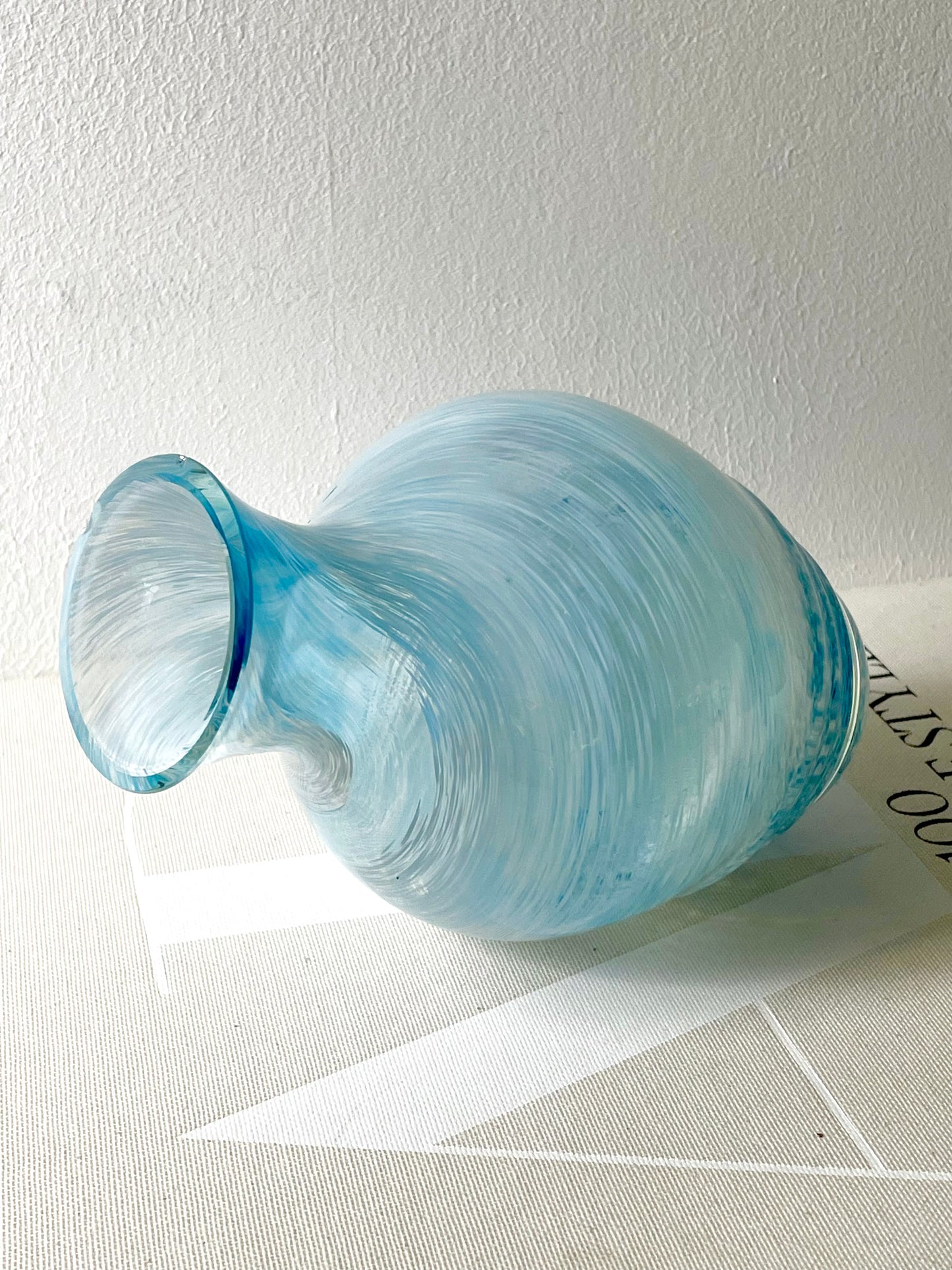 Medium blue swirl vase