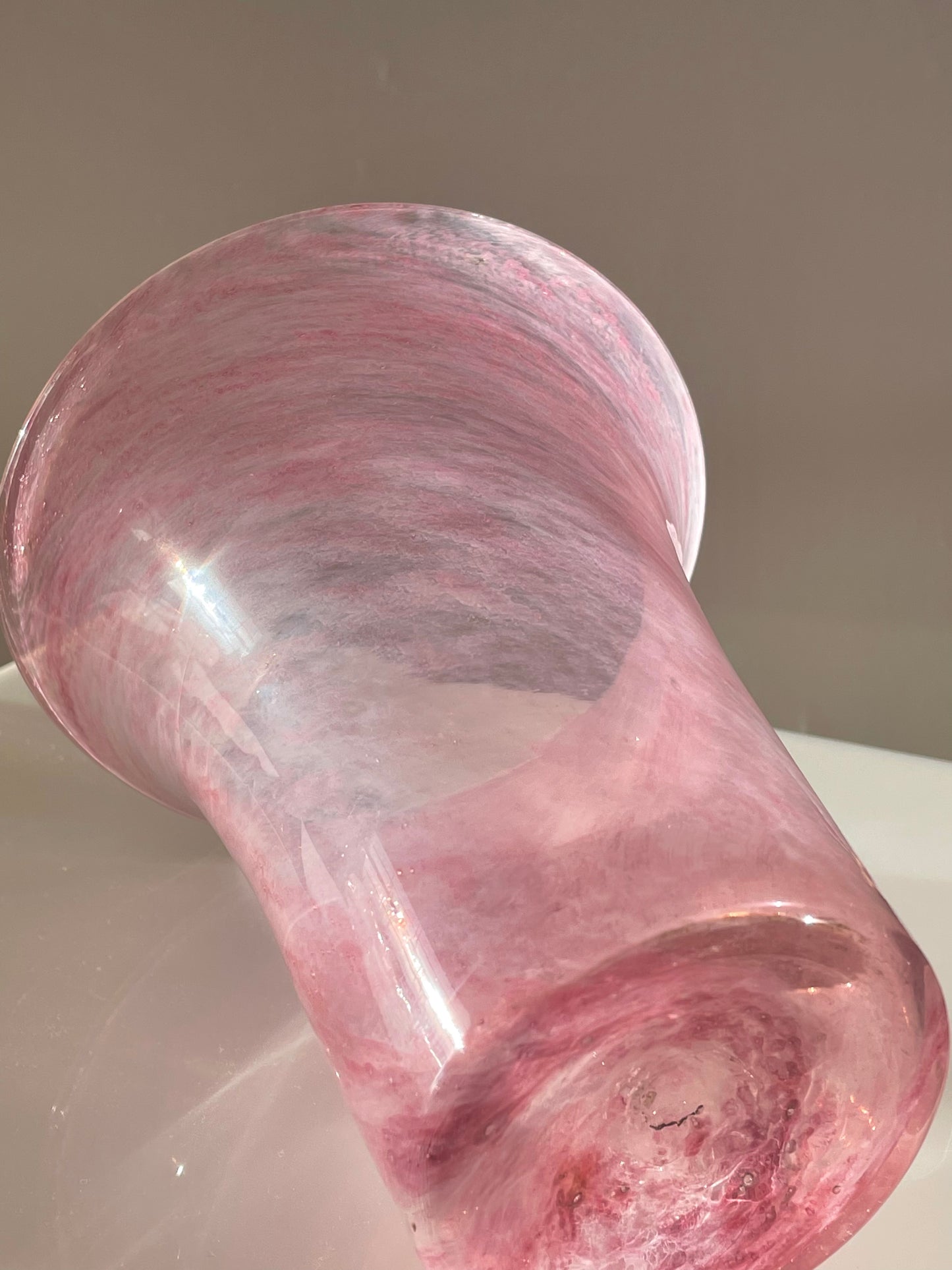 Hand blown pink vase