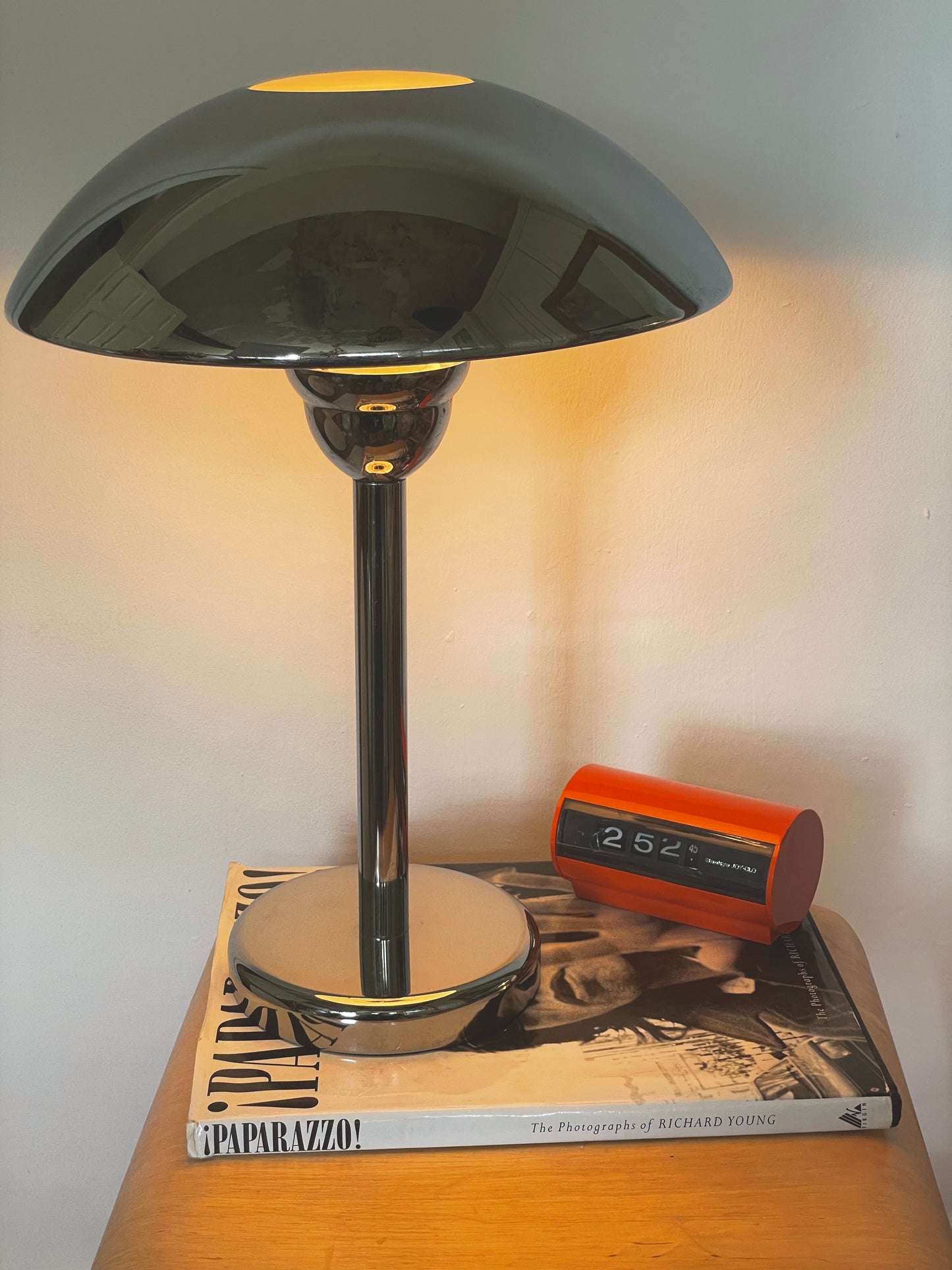 Large chrome space age lamp