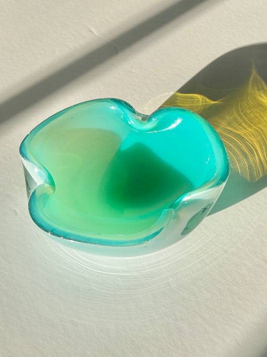 Murano archimede seguso turquoise mouth blown dish