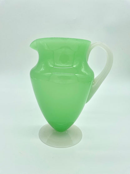 Uranium Glass and Jade Art Deco tumblers and jug