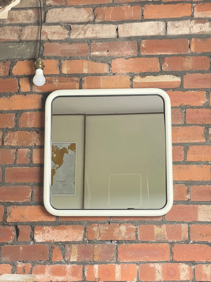 Retro white metal square mirror