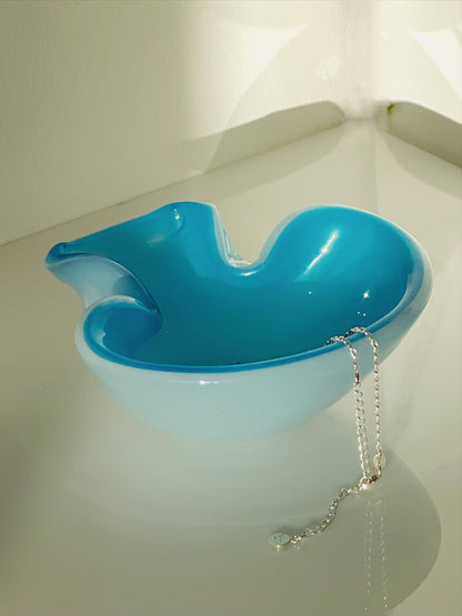 Murano sommerso Archimede Seguso blue pinch bowl