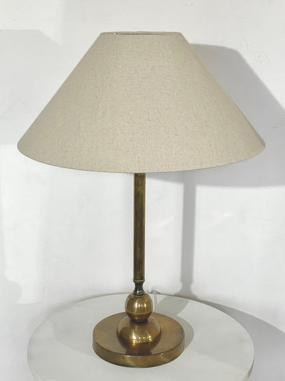 XL brass and linen lamp