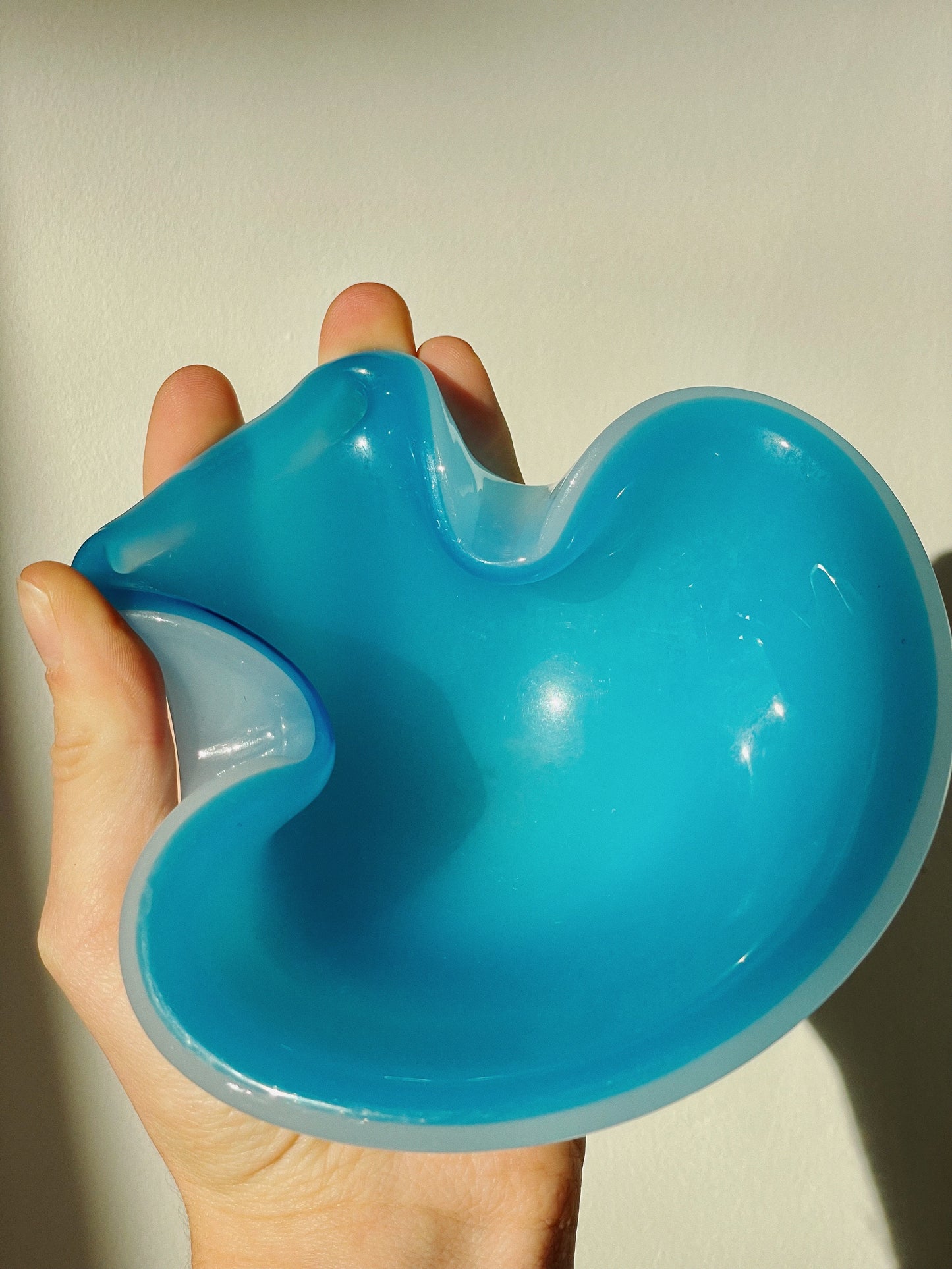 Murano sommerso Archimede Seguso blue pinch bowl