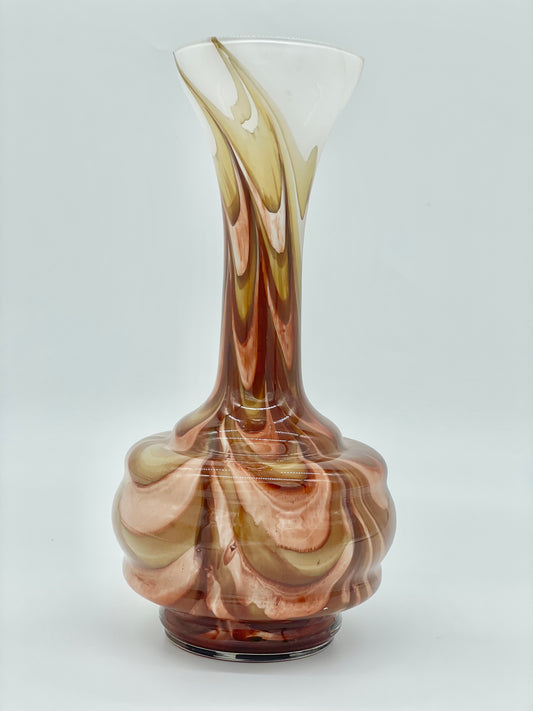 Large mid-century opaline swirl glass vase