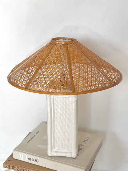 Italian ceramic and wicker lamp