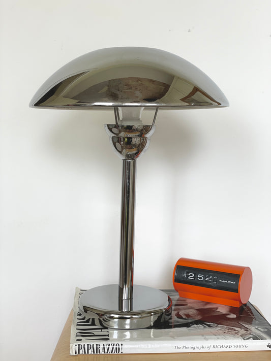 Large chrome space age lamp