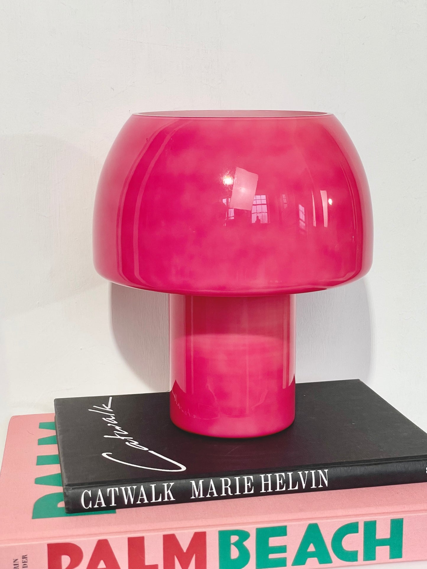 Pink 70’s style mushroom lamp