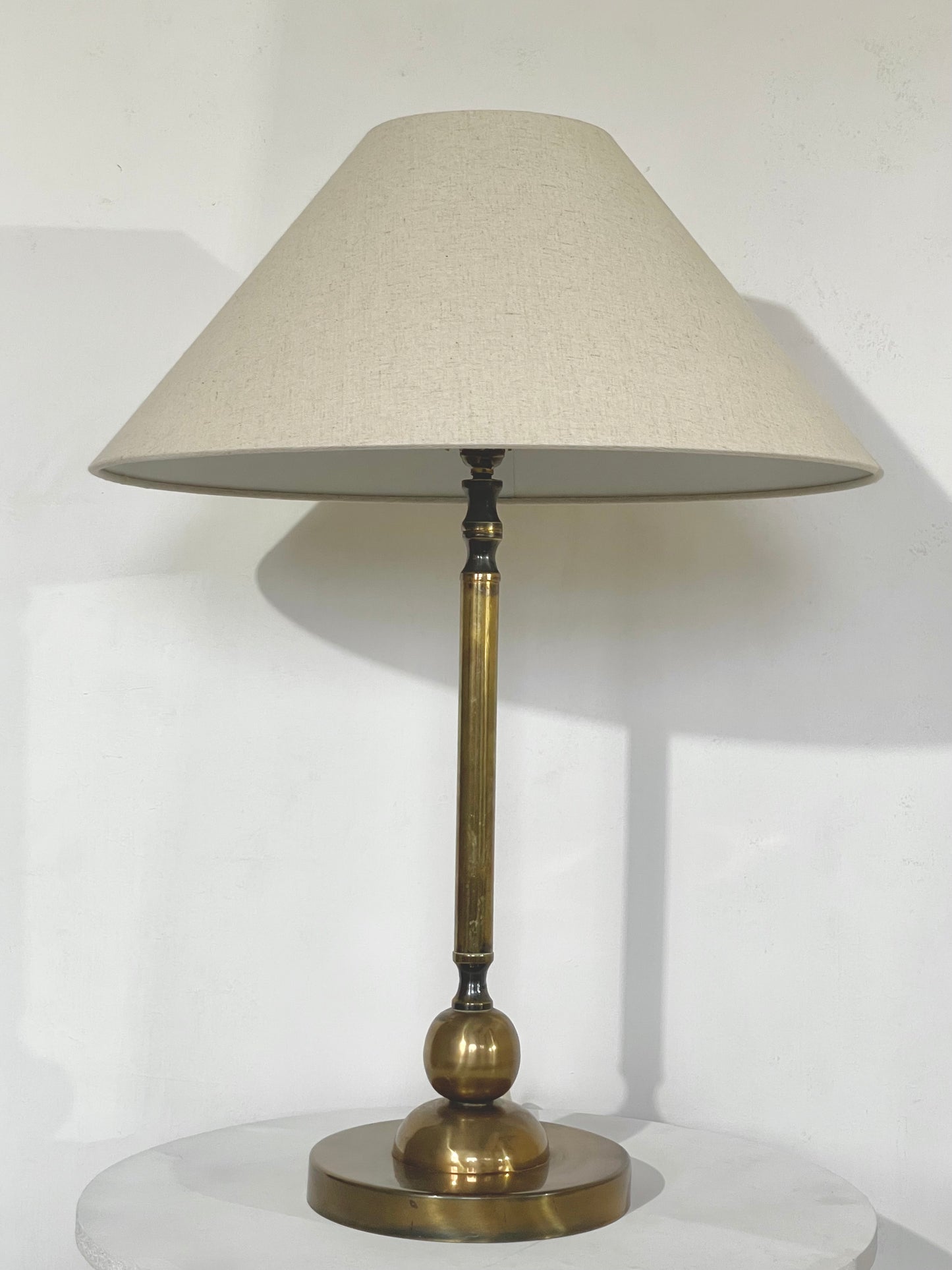 XL brass and linen lamp