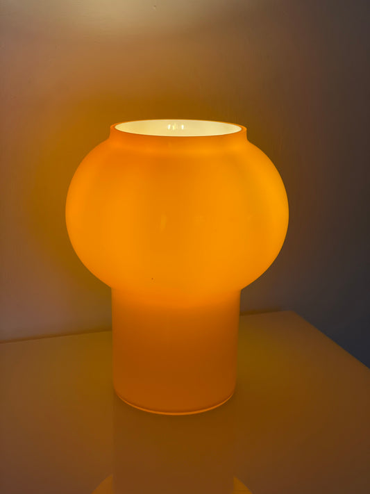 Orange and white opaline mid-century lamp