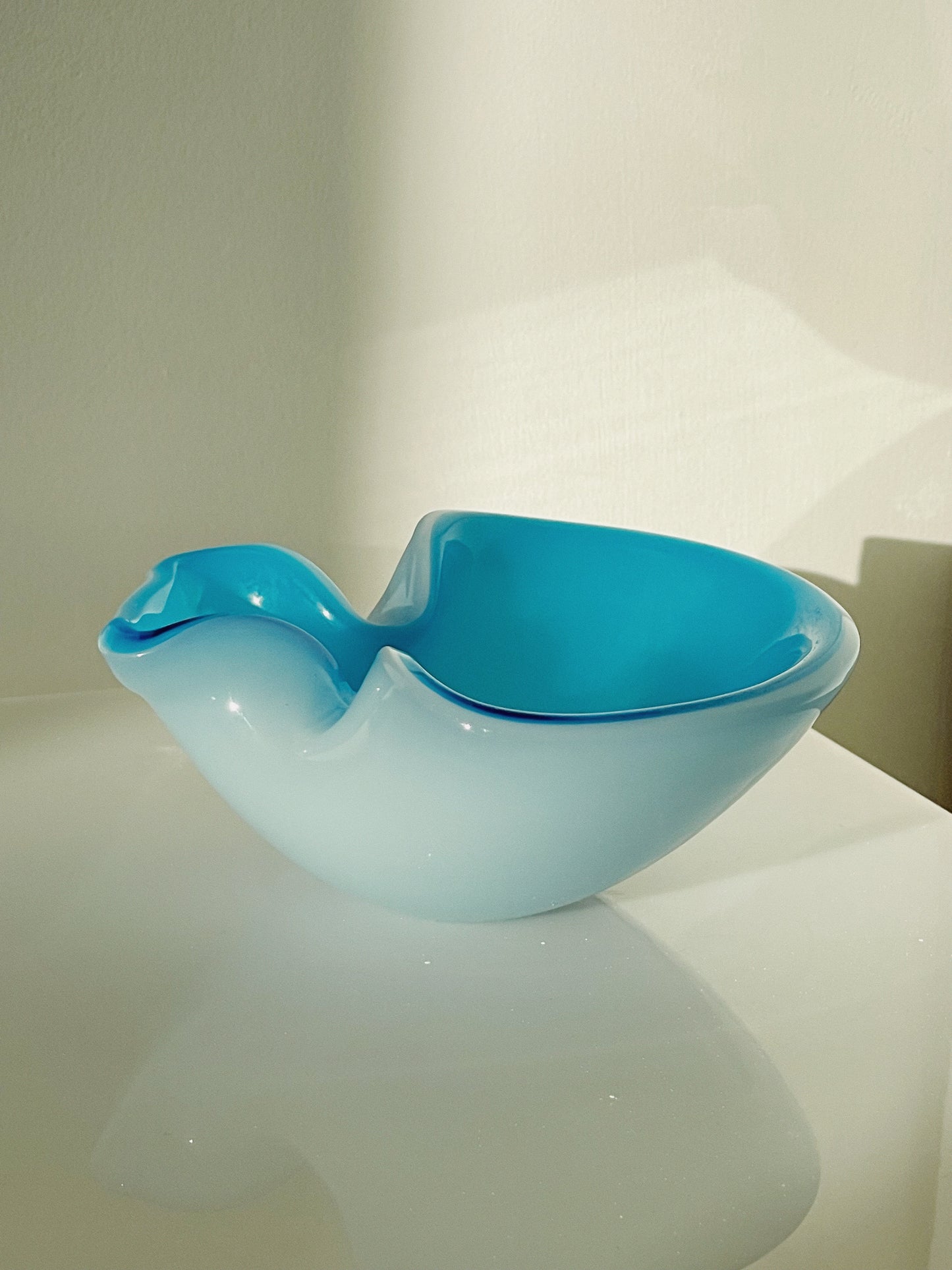 Murano sommerso Archimede Seguso blue pinch bowl