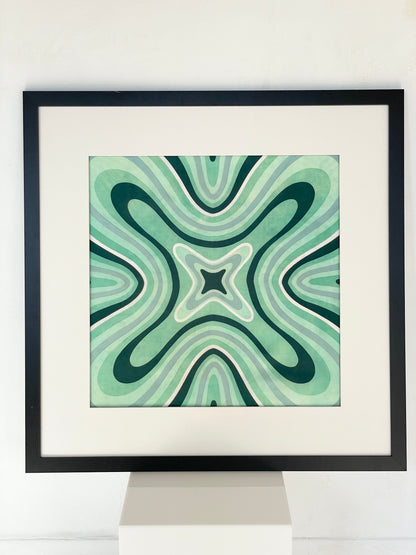 Large framed wavy silk scarf