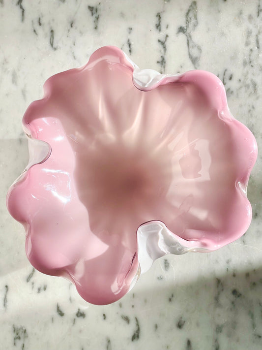 Large pink Murano archimede glass bowl