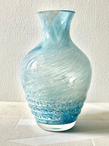 Medium blue swirl vase