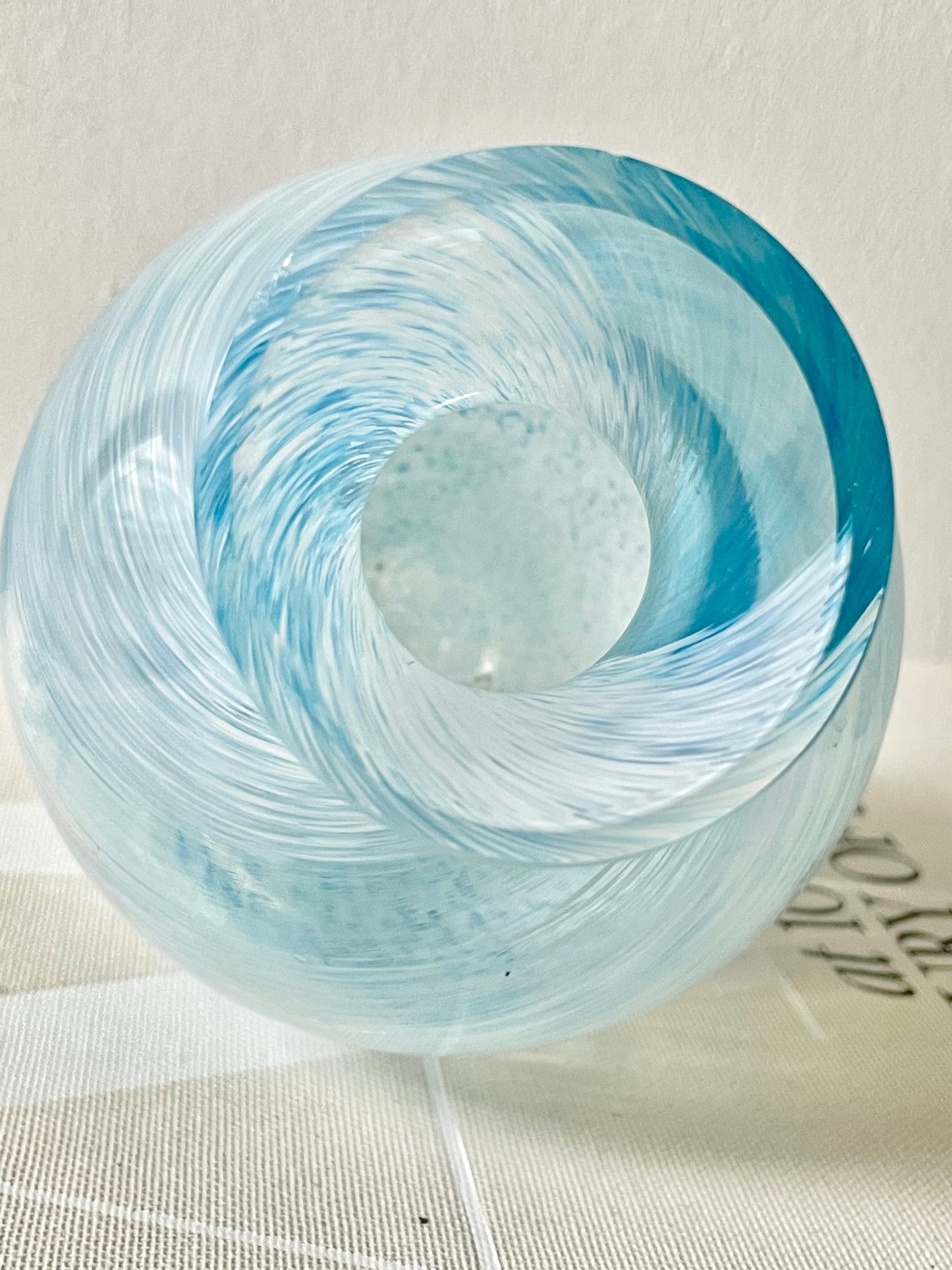 Medium blue swirl vase