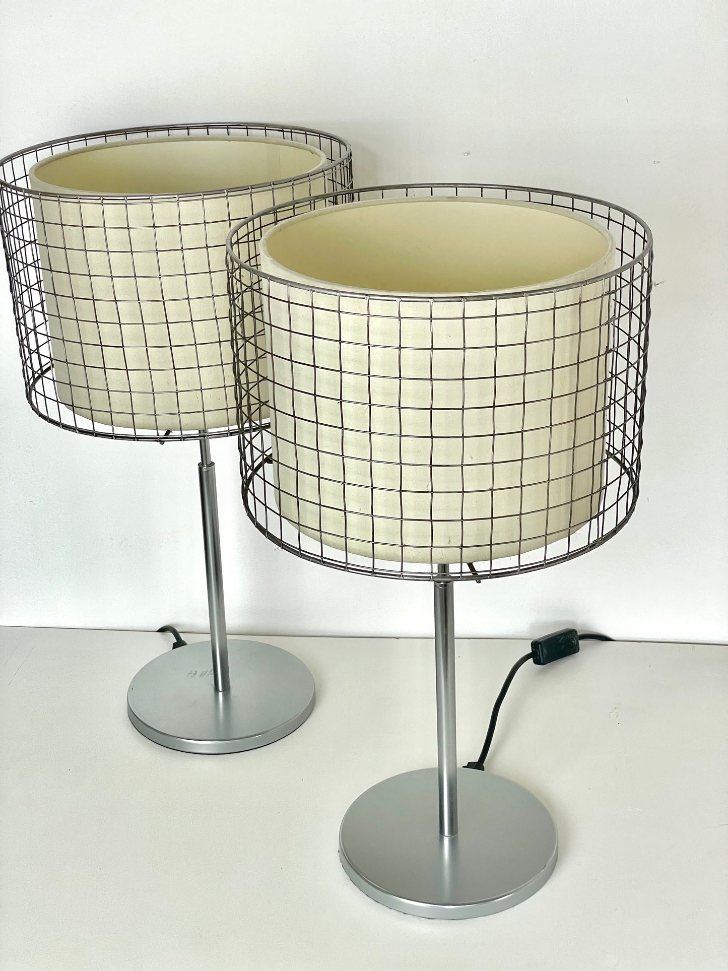 Modernist chrome caged lamp