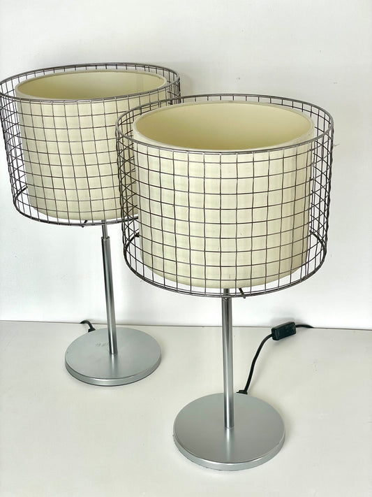 Modernist chrome caged lamp