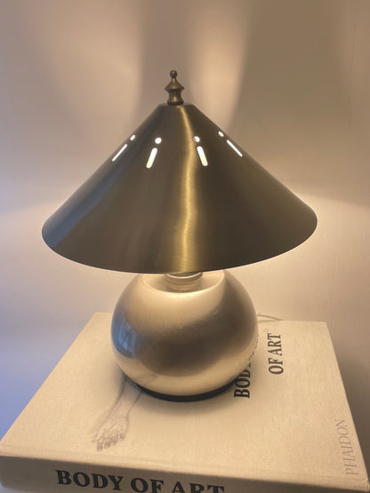 Chrome bulbous lamp