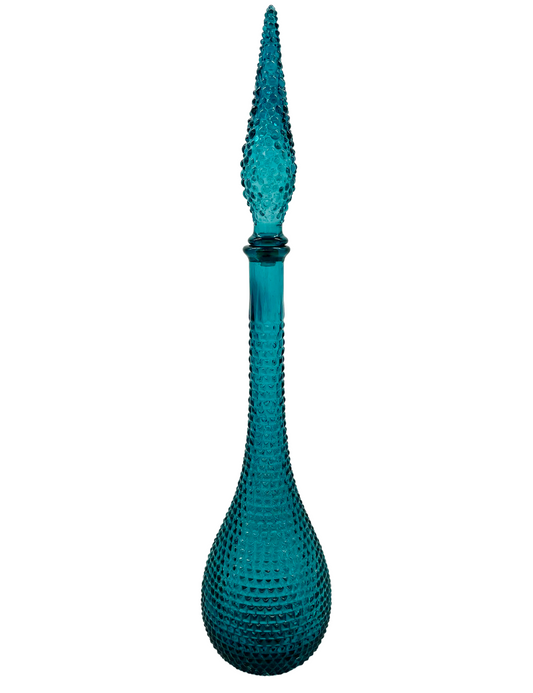 Teal coloured diamond hobnail genie bottle