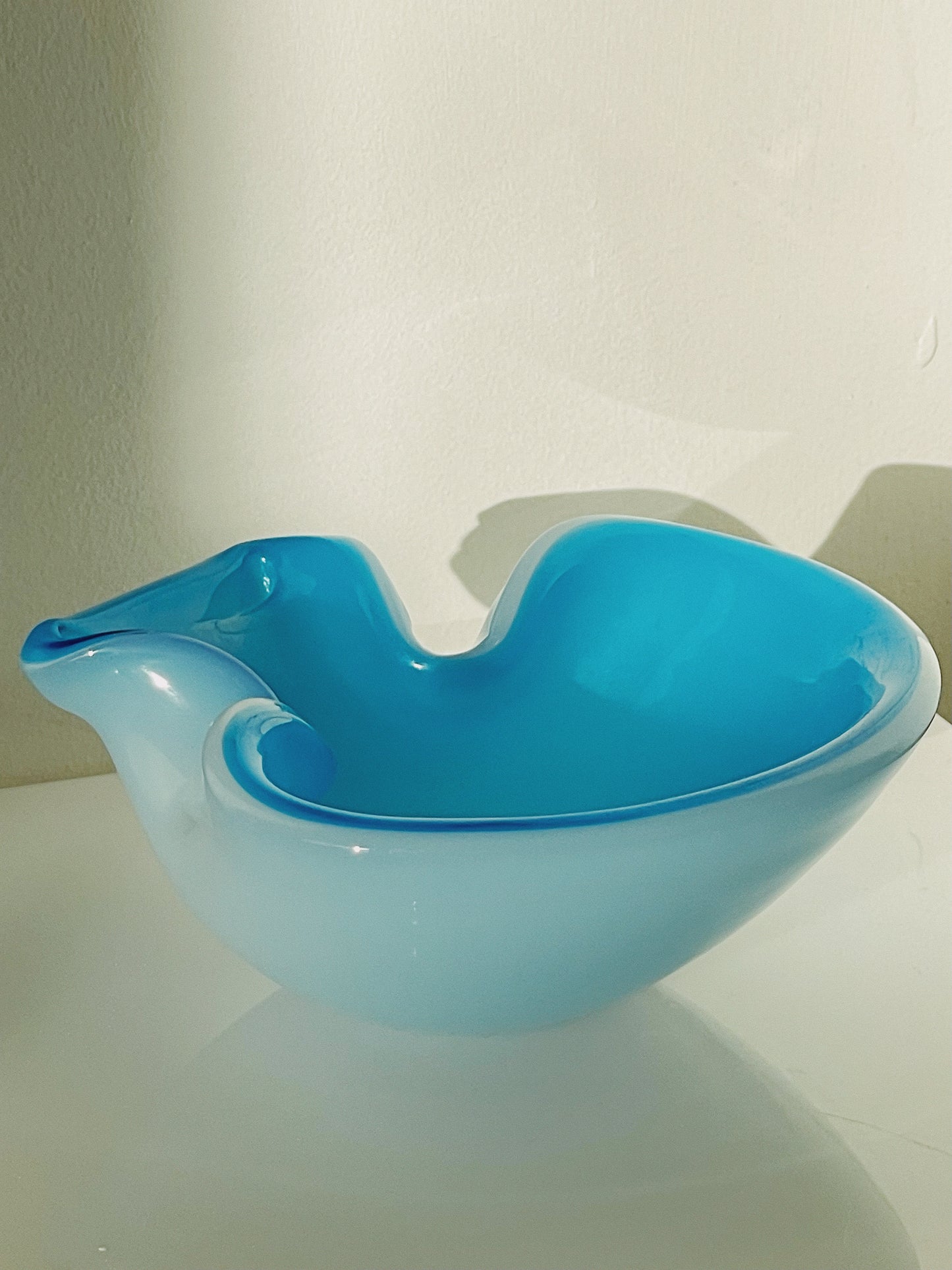 Murano sommerso Archimede Seguso blue pinch bowl