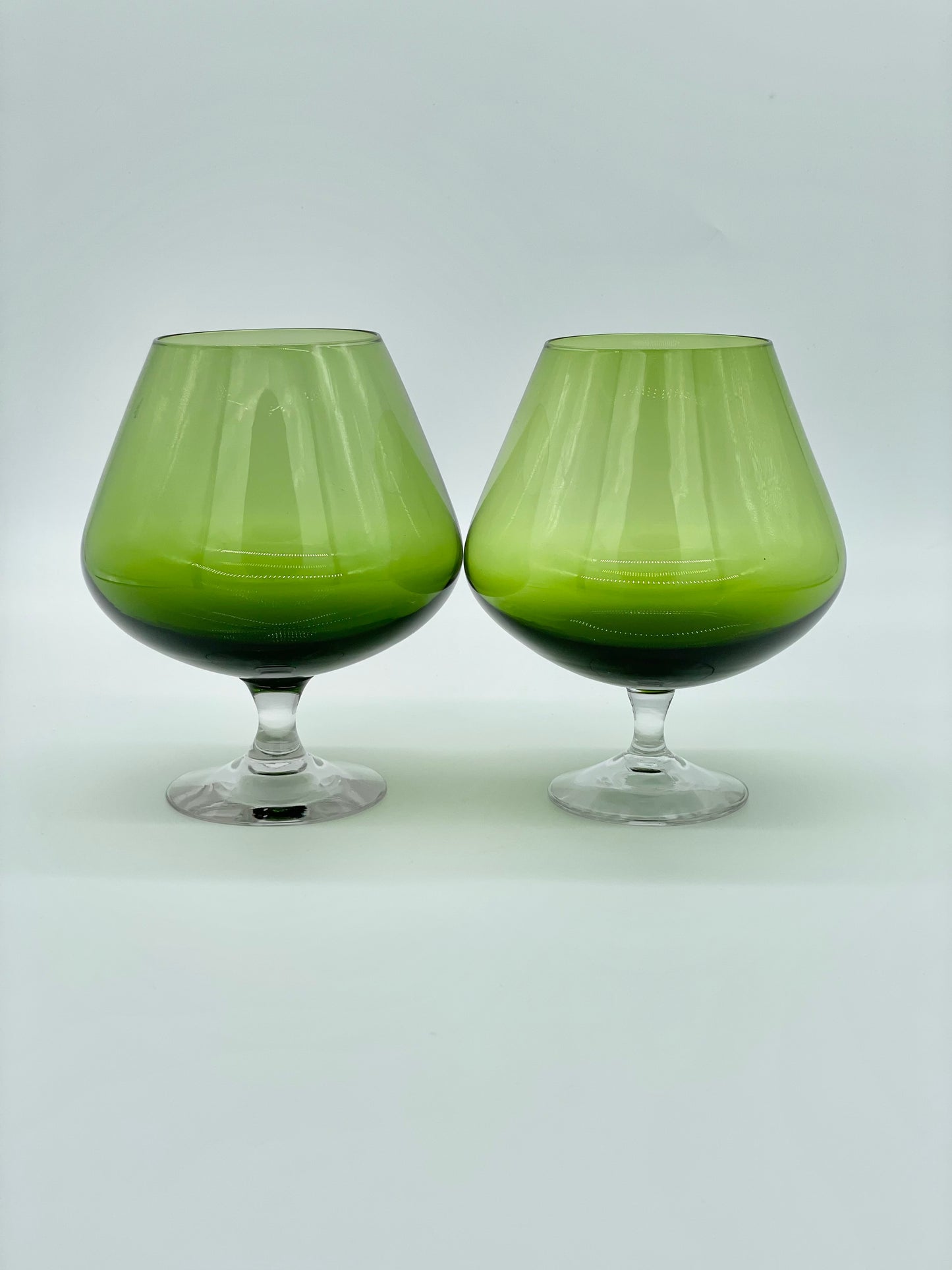 Large mid-century green glasses