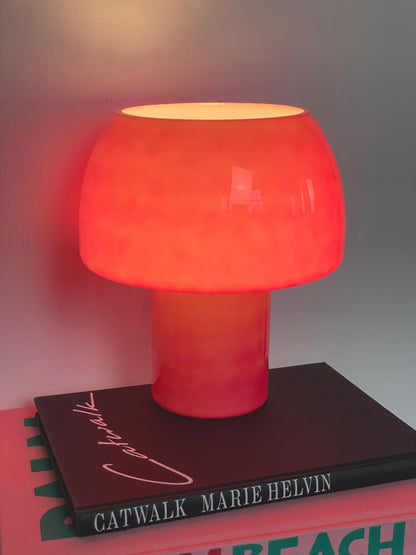 Pink 70’s style mushroom lamp