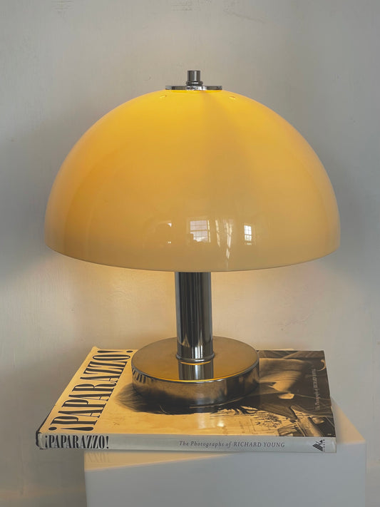 Retro chrome and lucite mushroom lamp