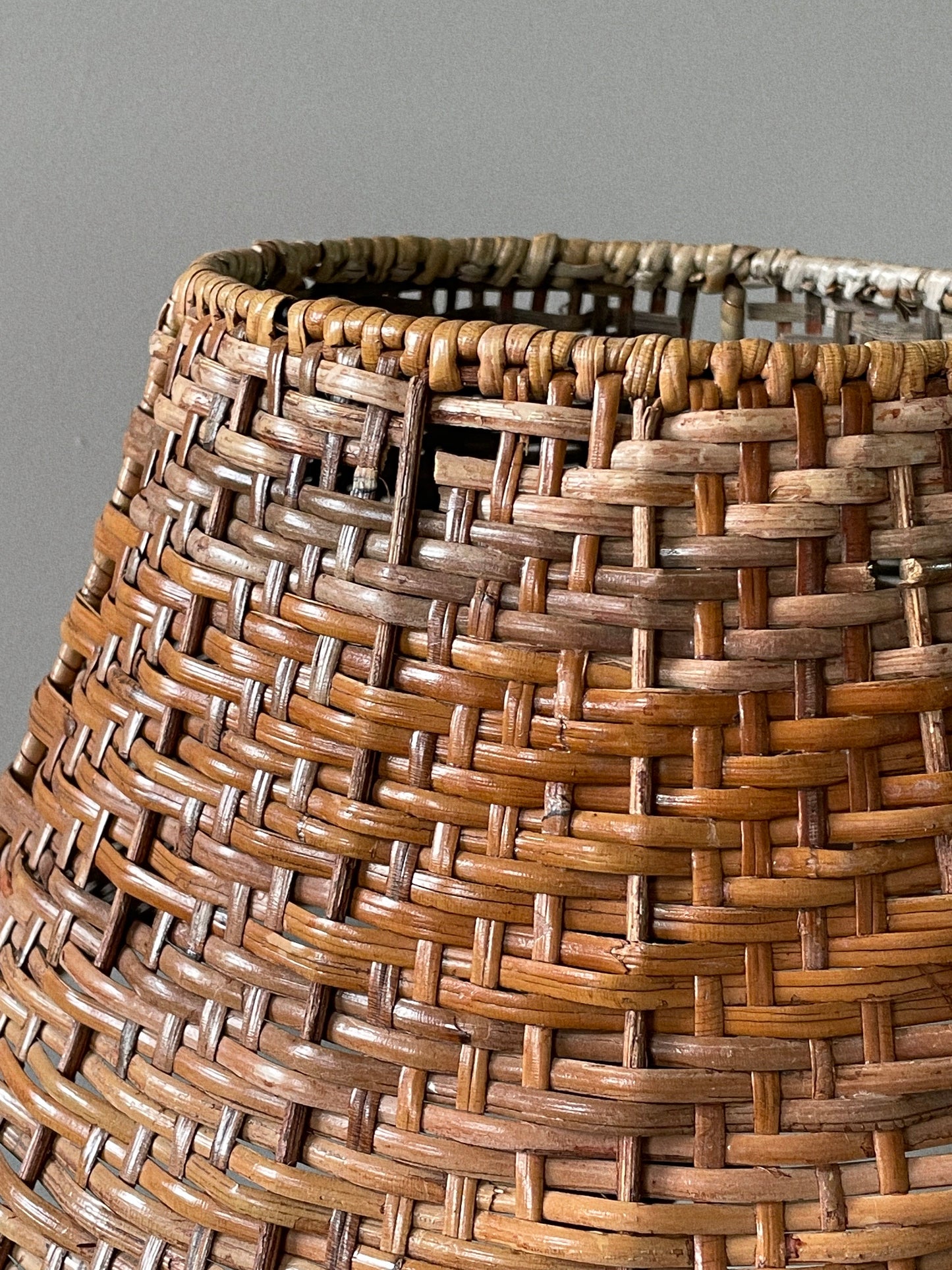 Barley twist and wicker lamp