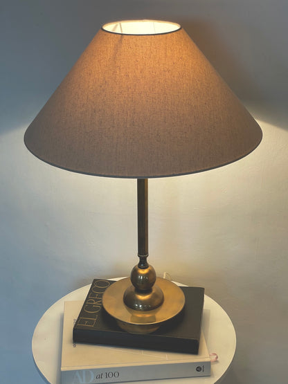 XL brass and linen lamp