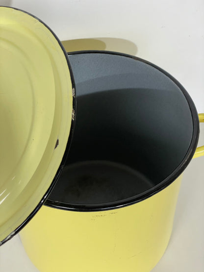 Vintage yellow enamel bin