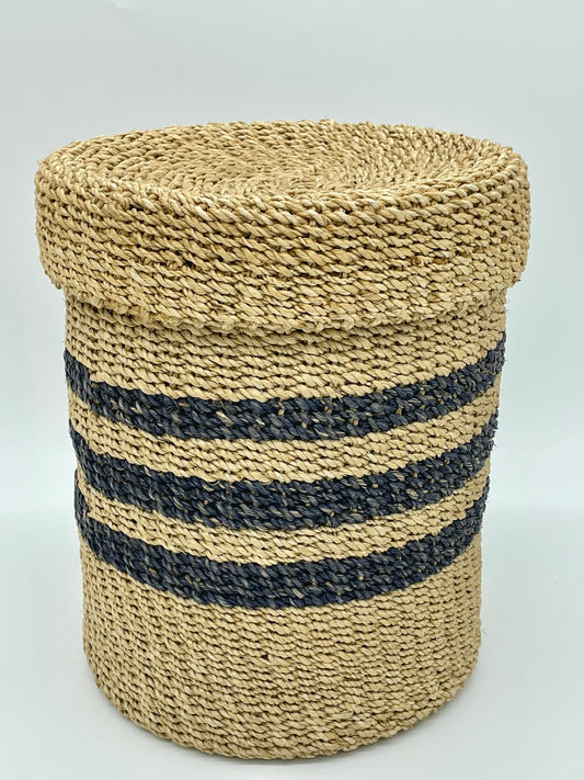 Striped woven basket