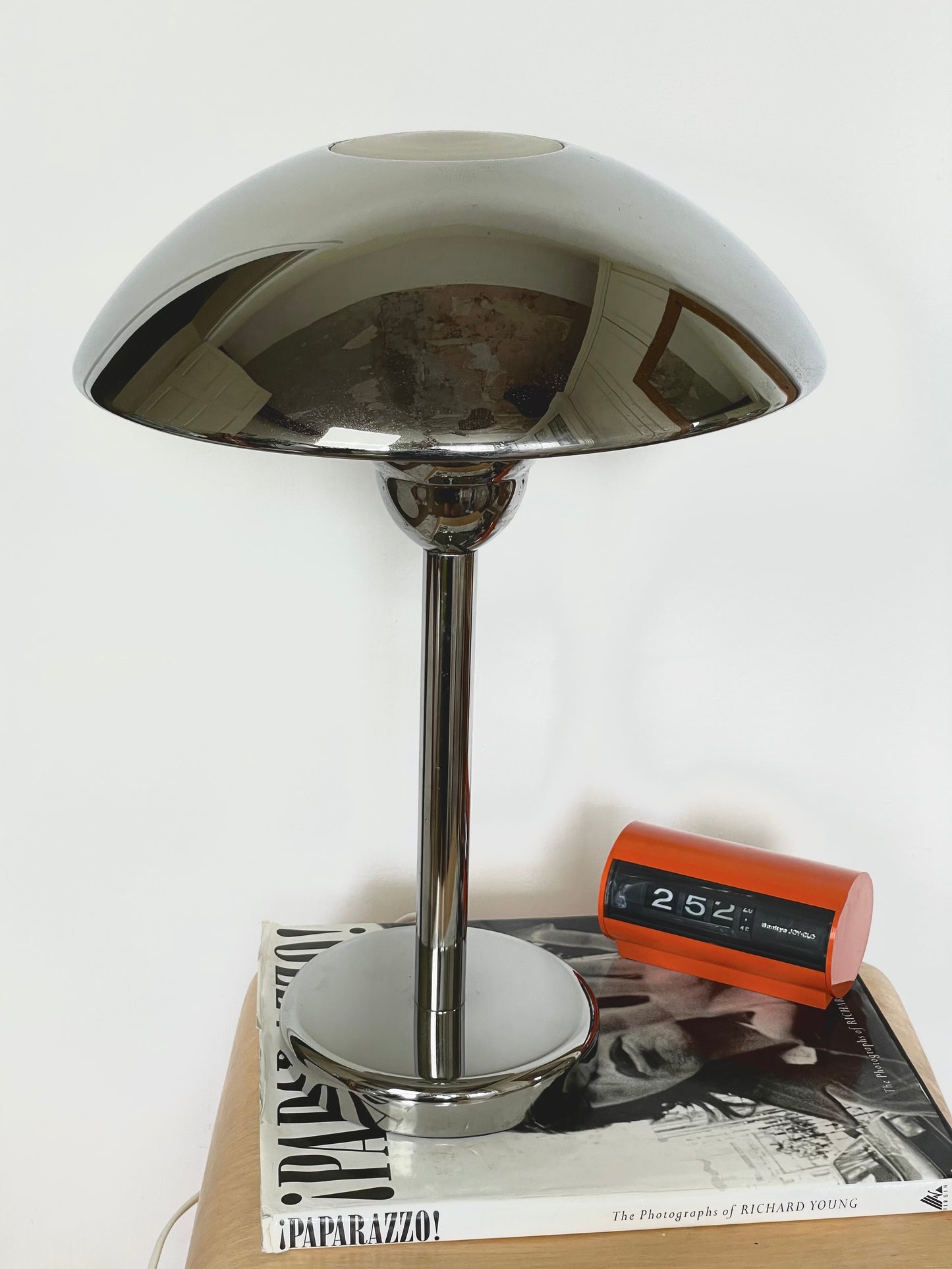 Large chrome space age lamp