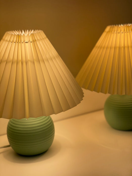 Ribbed ball lamps with pleated shade