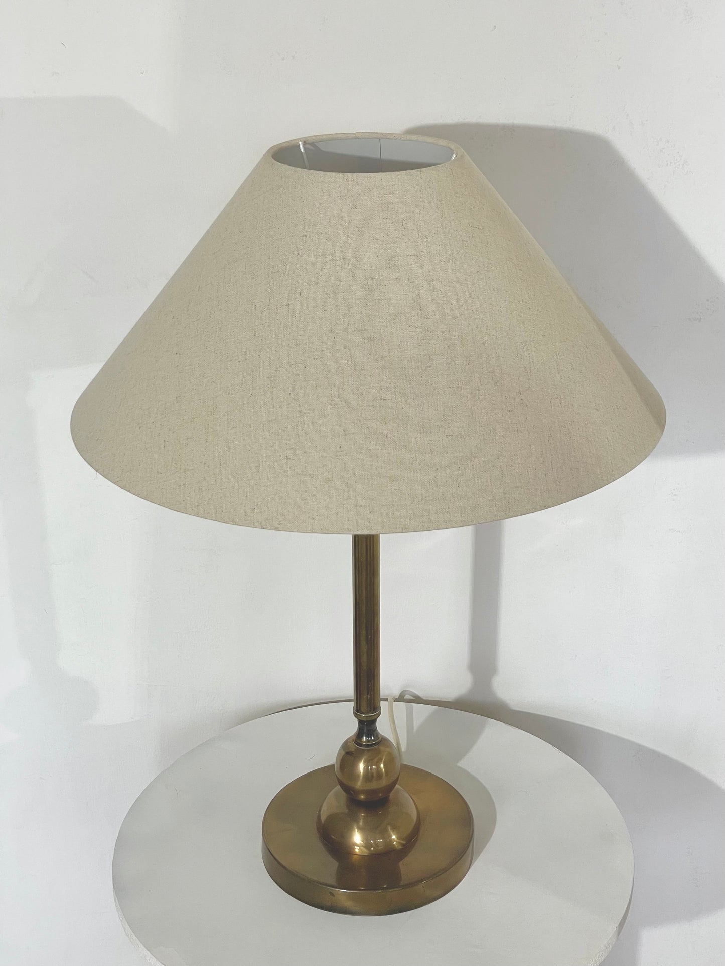 XL brass and linen lamp