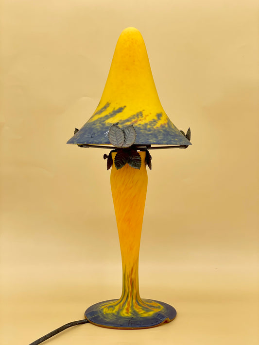 ‘Art De France’ Art Nouveau glass mushroom lamp