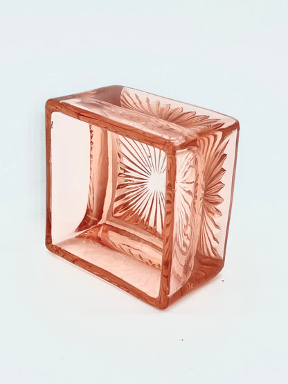 Vintage pink square glass dish