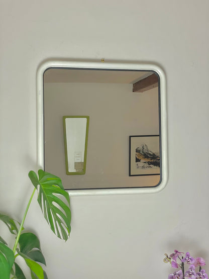 Retro white metal square mirror