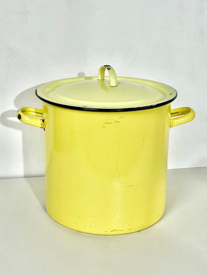 Vintage yellow enamel bin