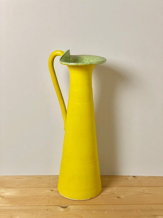 Large handmade yellow conical jug