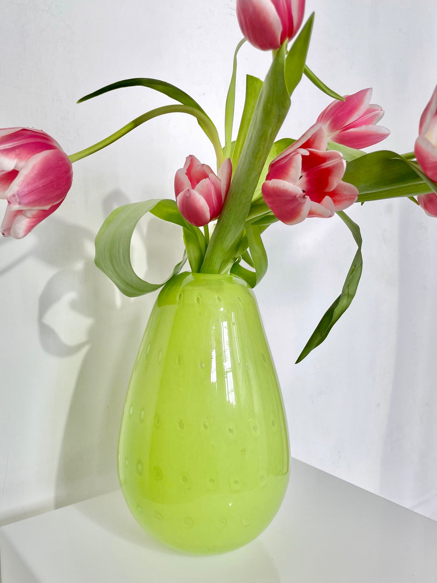 Hand blown lime blob vase