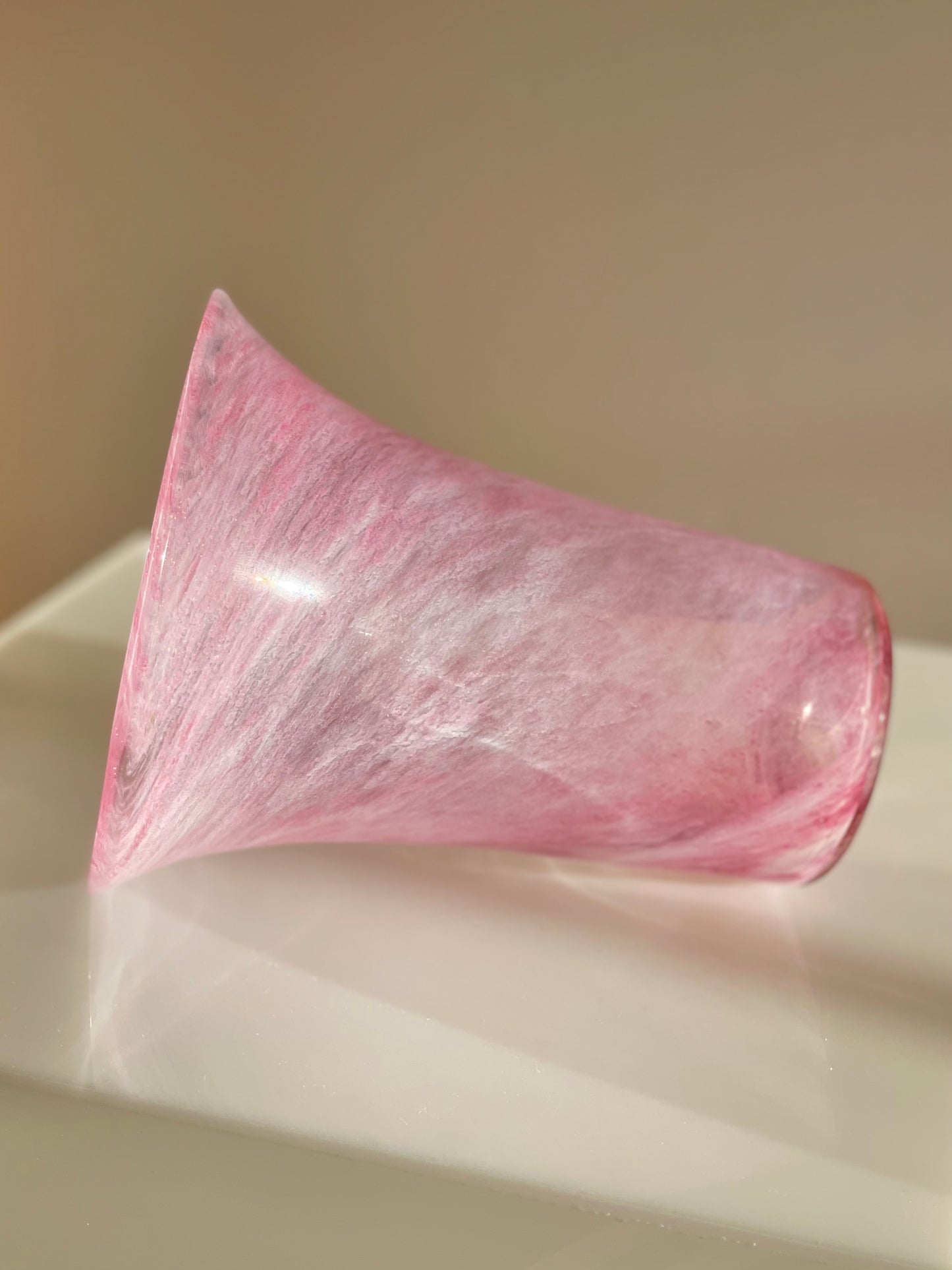 Hand blown pink vase