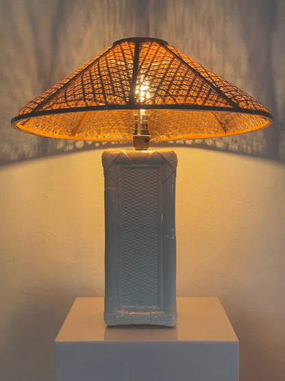 Italian ceramic and wicker lamp