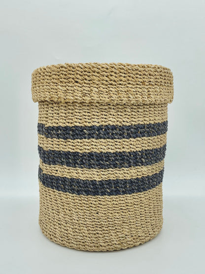 Striped woven basket