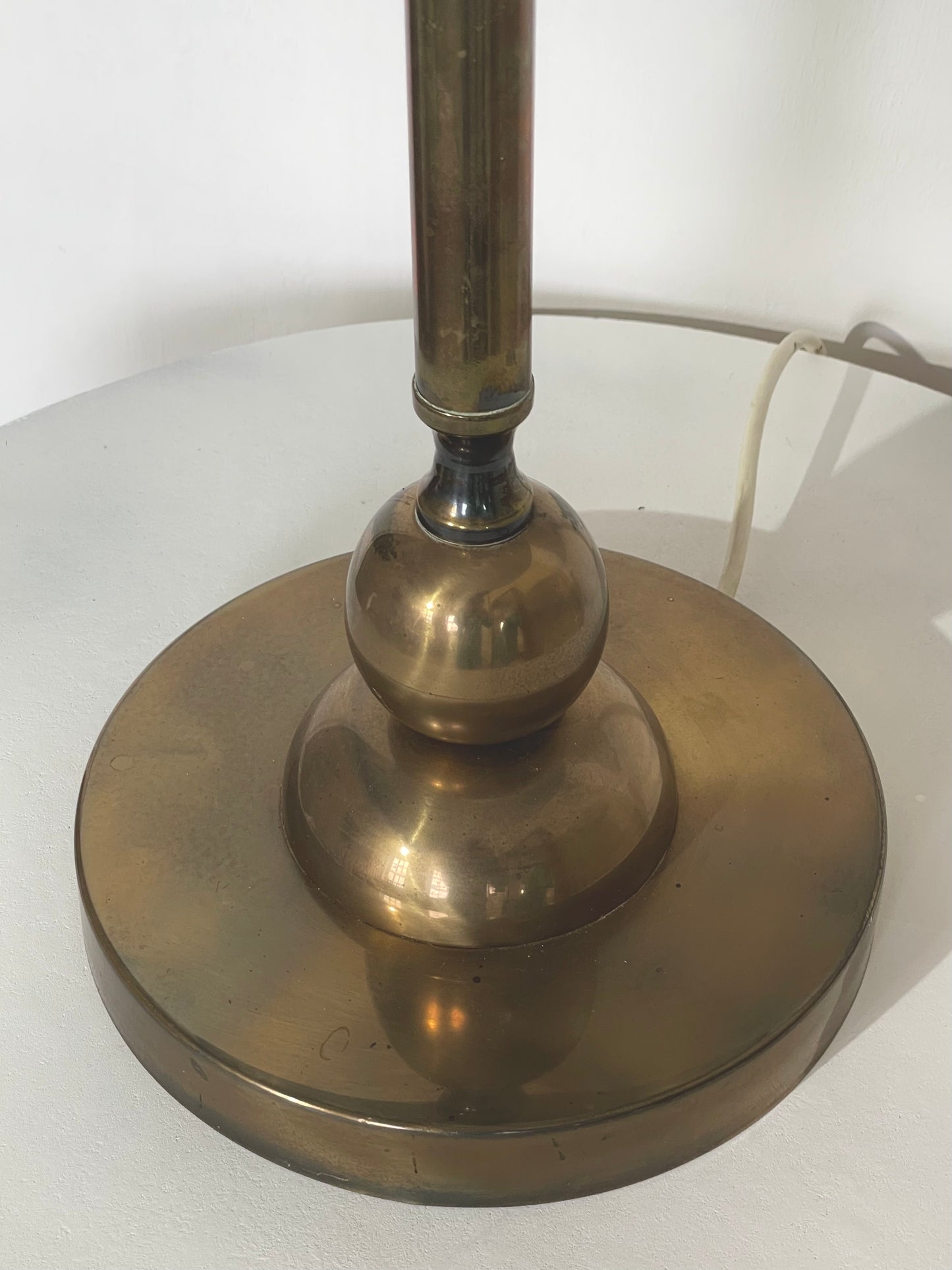 XL brass and linen lamp