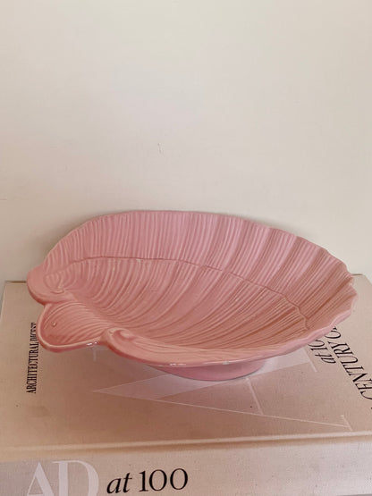 Large pink ceramic shell bowl