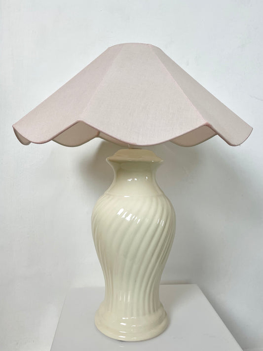 Ceramic swirl lamp and petal pink shade