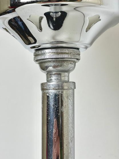 Walnut and chrome Art Deco lamp