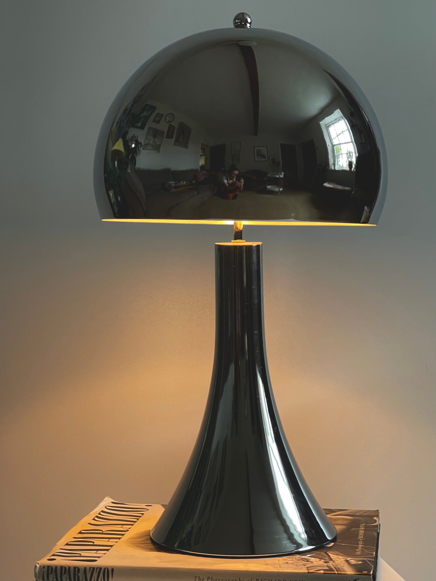 Large chrome dome lamp