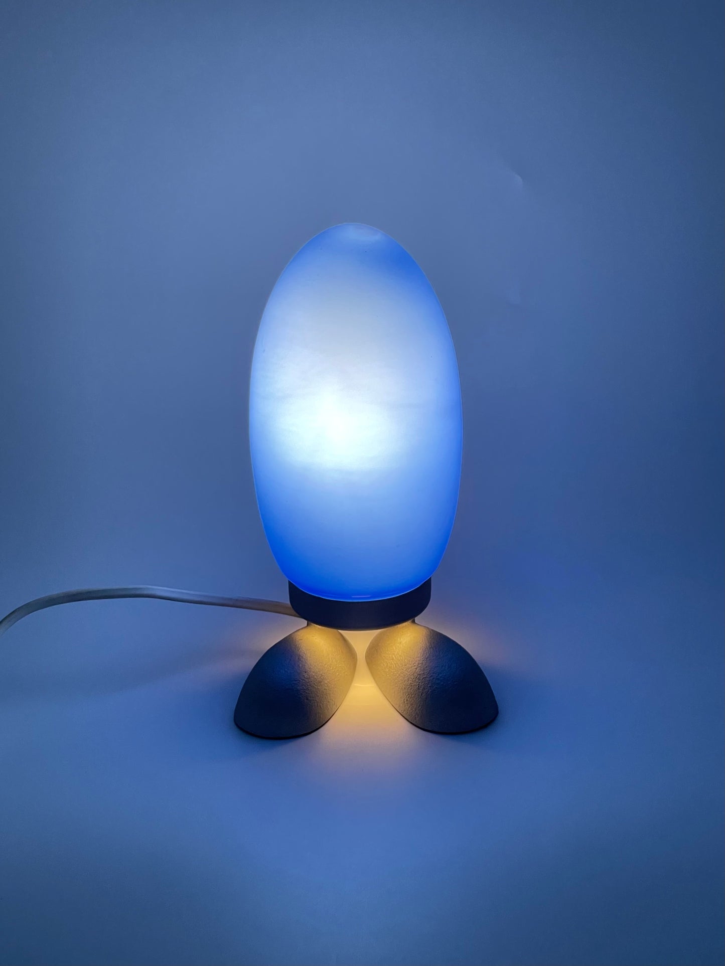 Retro 80’s glass blue egg lamp